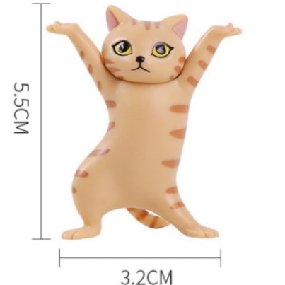 Bộ mô hình 5 mèo uốn éo chống tay decor, setup trang trí bàn làm việc cute - cao 5.5cm