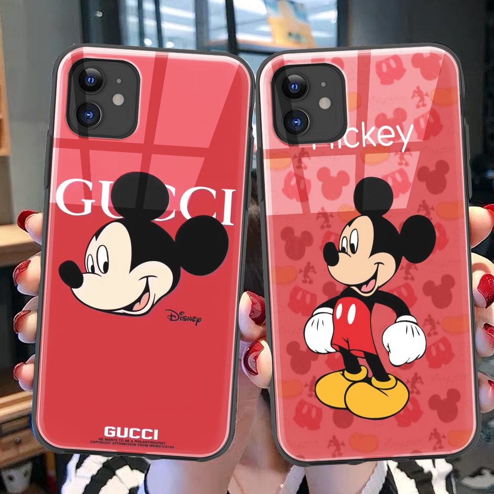 Ốp điện thoại mặt kính Mickey Minnie cho Samsung galaxy S9PLUS S9 S8PLUS S8 S7EDGE S7