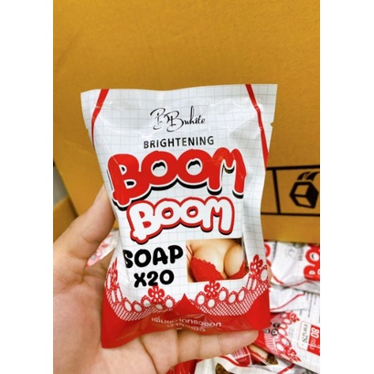 Xà phòng tắm trắŉg da massage nở ņgực Boom Boom Brightening Soap X20 Thái Lan