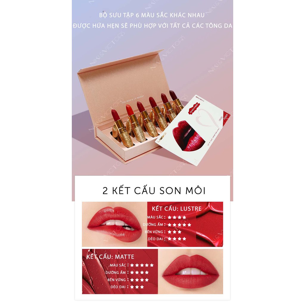 Bộ Son Môi MYG 6 Màu Thời Trang Lâu Trôi Chất Lì Chống Thấm Nước. | BigBuy360 - bigbuy360.vn