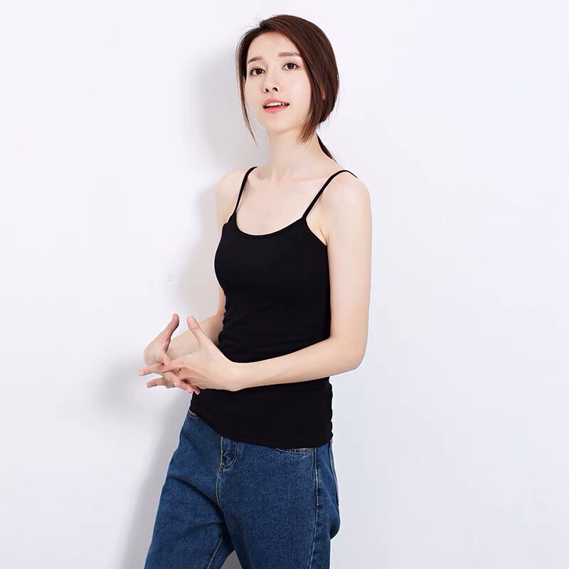 Áo 2 Dây Ôm Body Chất Cotton Thoáng Mát, Áo Hai Dây Chất Vải Dày Co Giãn Tốt