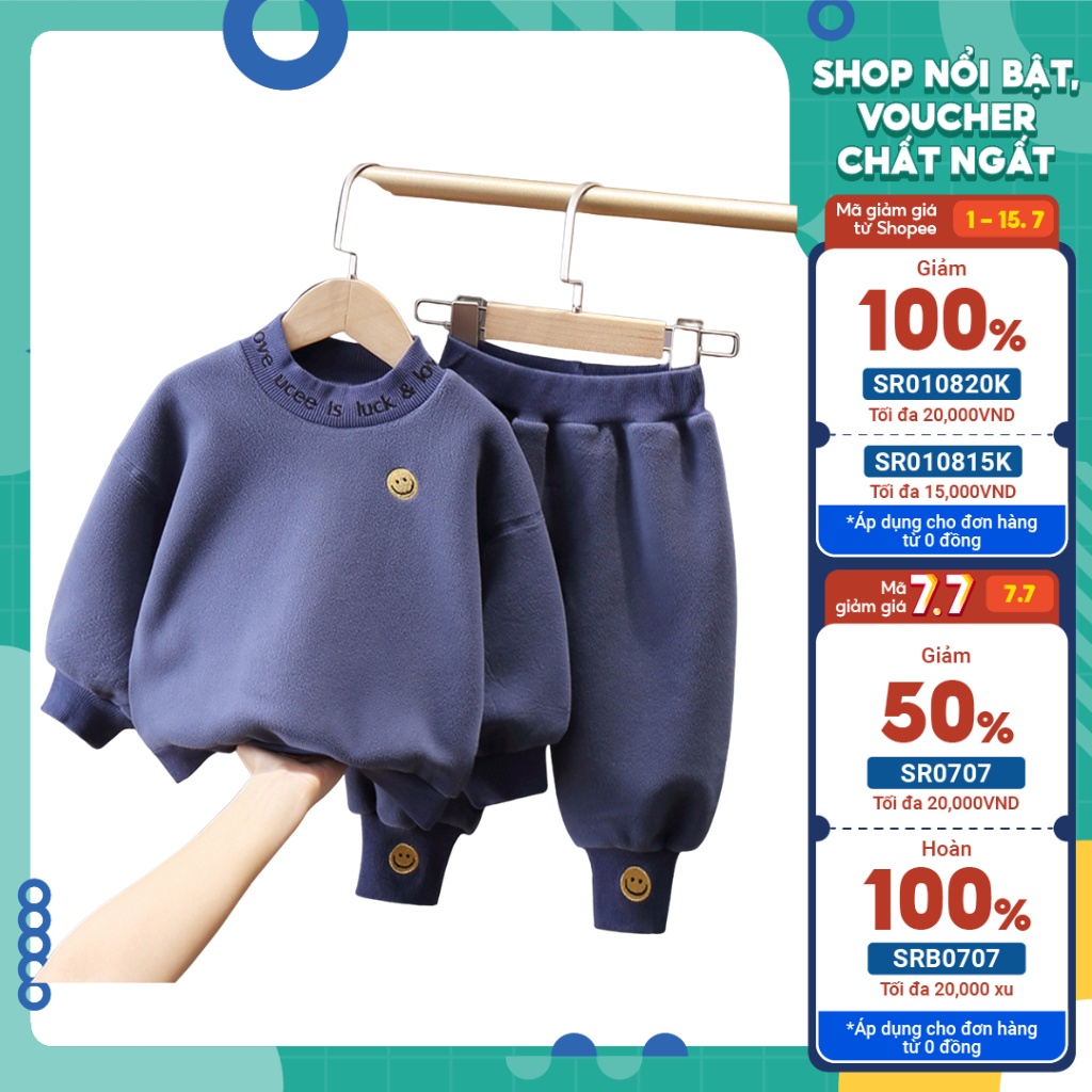 Quần áo thu đông bé trai, bé gái in hình mặt cười, quần áo trẻ em từ 6-27kg TINY KIDS