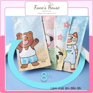 Túi 2 miếng dán lạnh hạ sốt, chống nóng, làm mát cơ thể lên đến 8 giờ hình hoạt hình dễ thương Fane2065