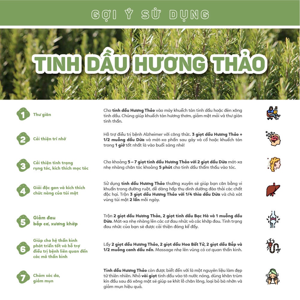 Tinh dầu Xông Hương Thảo Haeva Cao Cấp, 100% Thiên Nhiên, giúp khử mùi, kháng khuẩn, đuổi muỗi,Chai 10ml/30m/100ml