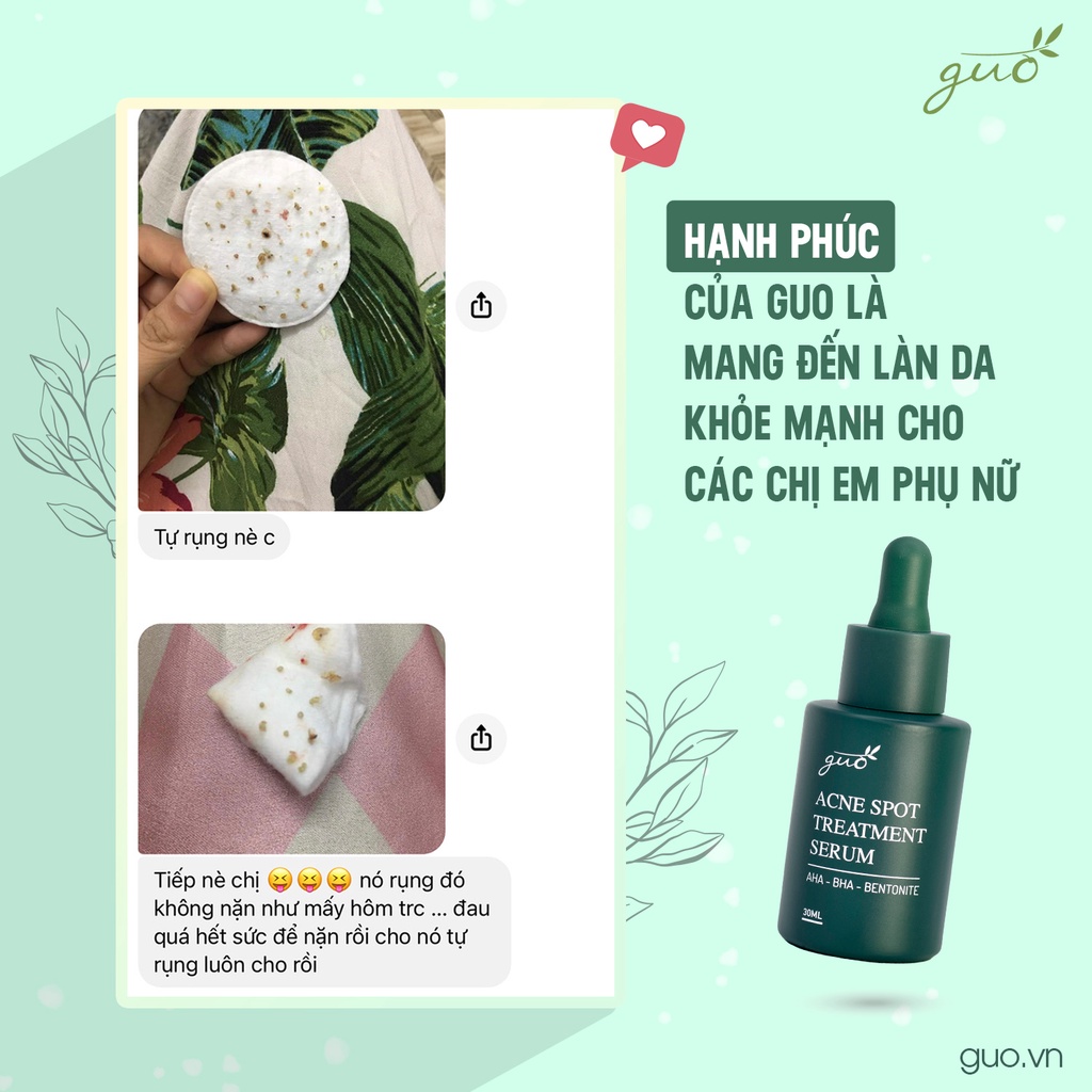 Bộ đôi serum gom khô cồi giảm và mờ thâm mụn 100% feedback khách tin dùng hiệu quả Chấm Mụn GUO 30ml