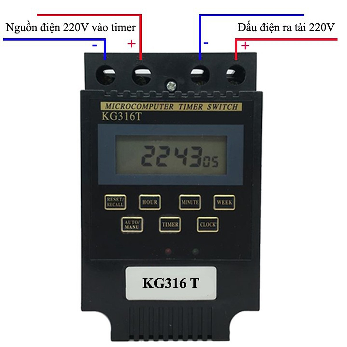 Săn Sale Công tắc hẹn giờ kg316T công suất lớn 25A/220V 17 chương trình (ĐEN) timer hẹn giờ điện tử ổ cắm hẹn giờ