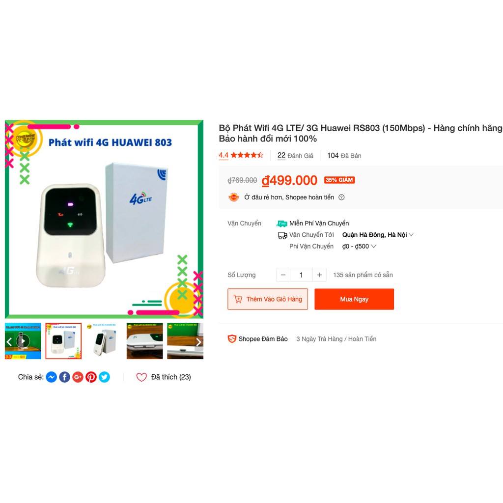 [Mã 252ELSALE hoàn 7% đơn 300K] [ Cục Phát Wifi 4G ] Bộ Phát Wifi 4G LTE/ 3G Huawei Tốc Độ 150Mbps - Hàng Chính Hãng