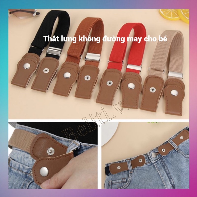 Thắt Lưng Vải Co Giãn Không Khóa Nhiều Màu Tùy Chỉnh Thời Trang Dành Cho Bé Trai/ Gái