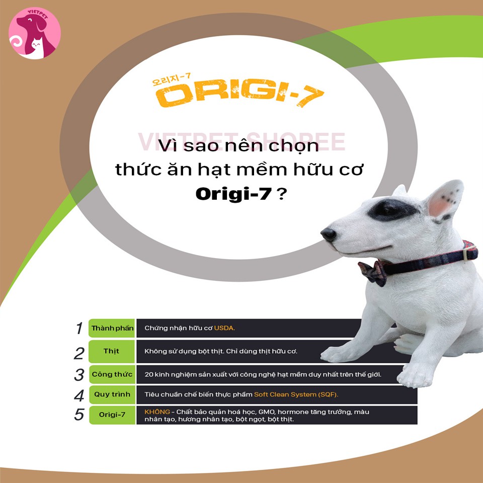 (6kg) Thức ăn cho chó - Hạt mềm hữu cơ ORIGI 7 (NK Hàn Quốc)