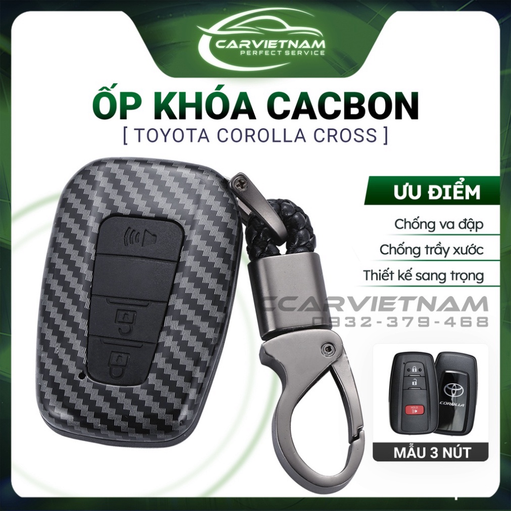 Ốp Chìa Khóa Ô Tô Toyota Corolla Cross Vân Carbon