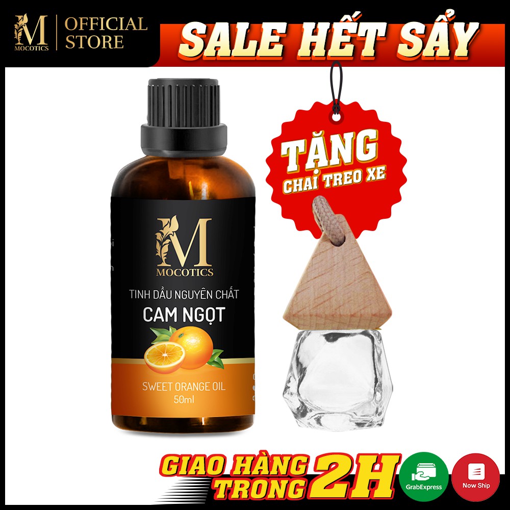 Tinh Dầu Cam Ngọt Mocotics Chai 50ML| 100% Thiên Nhiên Nguyên Chất | Xông Thơm Phòng | Tặng lọ treo tinh dầu treo xe