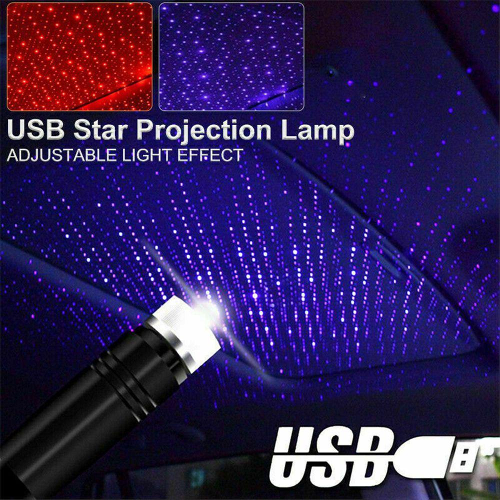 MYRONGVN Đèn LED USB Ánh Sáng Đỏ / Xanh Dương Trang Trí Trần Xe Hơi