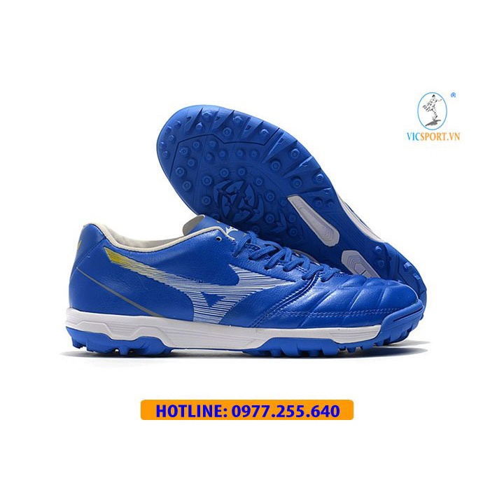 (Tặng Túi Đựng + Vớ) Giày Đá Bóng Mizuno Neo Xanh Biển, Giày Đá Banh Chân Bè Sân Nhân Tạo - Vicsport