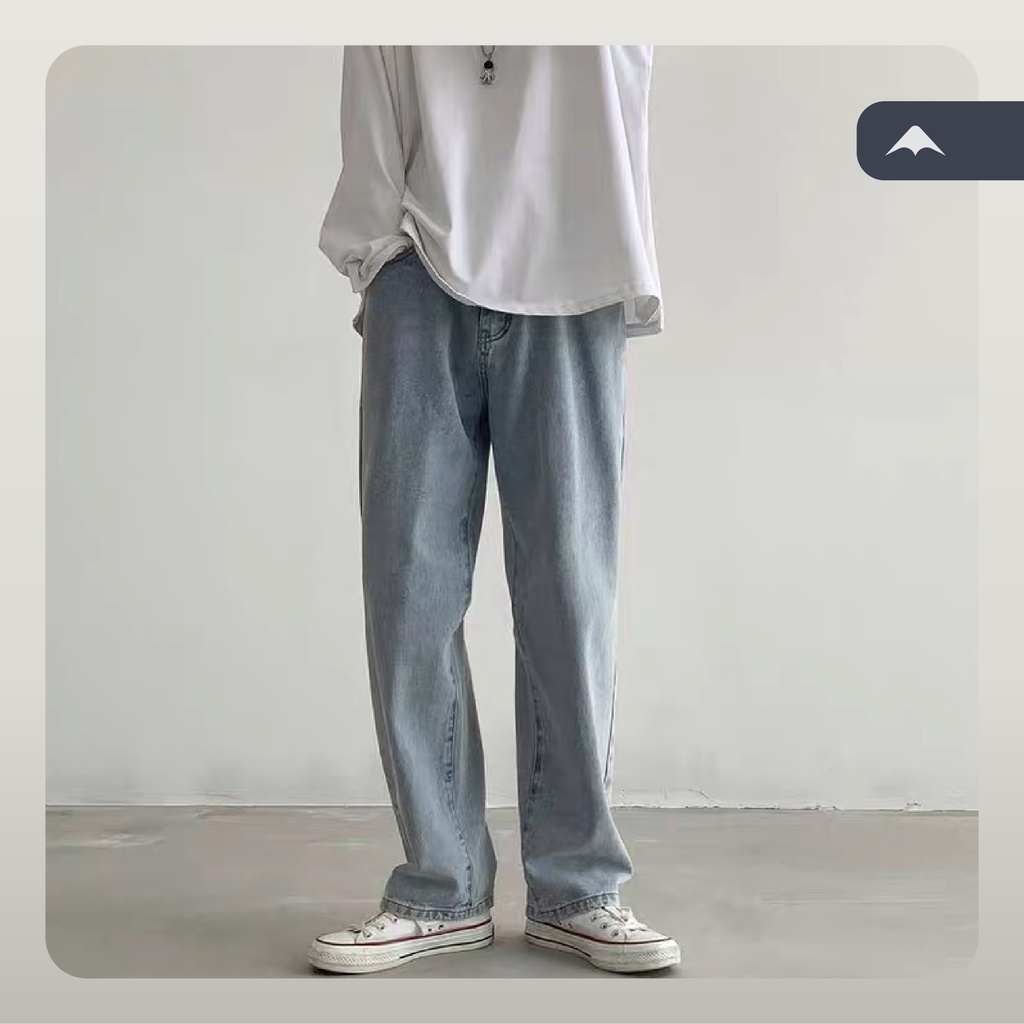 Quần jeans ống rộng Lucas MARTIAN cạp cao có cúc ống suông unisex cá tính quần bò denim Hàn Quốc QJSU02 | BigBuy360 - bigbuy360.vn