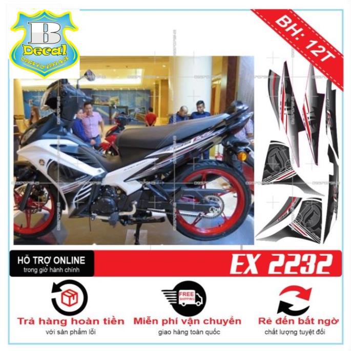 ( Quí khách vui lòng mang ra tiệm cho thợ dán ) Tem EX 2011 LC TRẮNG XÁM ĐEN 2232 [Bi Decal]
