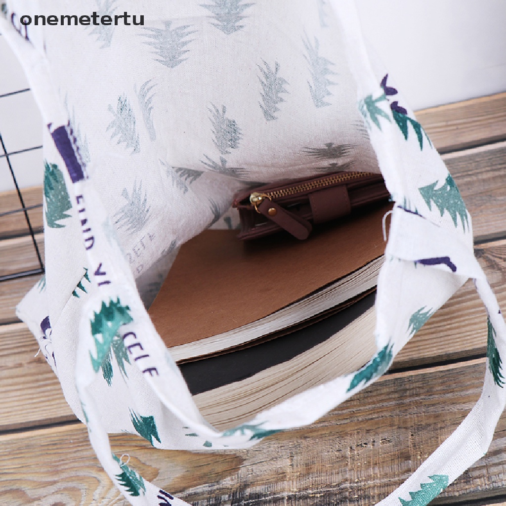 [onemetertu] 1x Túi tote Mua Sắm Ngoài Trời Bằng Vải Lanh Hình Xương Rồng Thông Sinh Thái