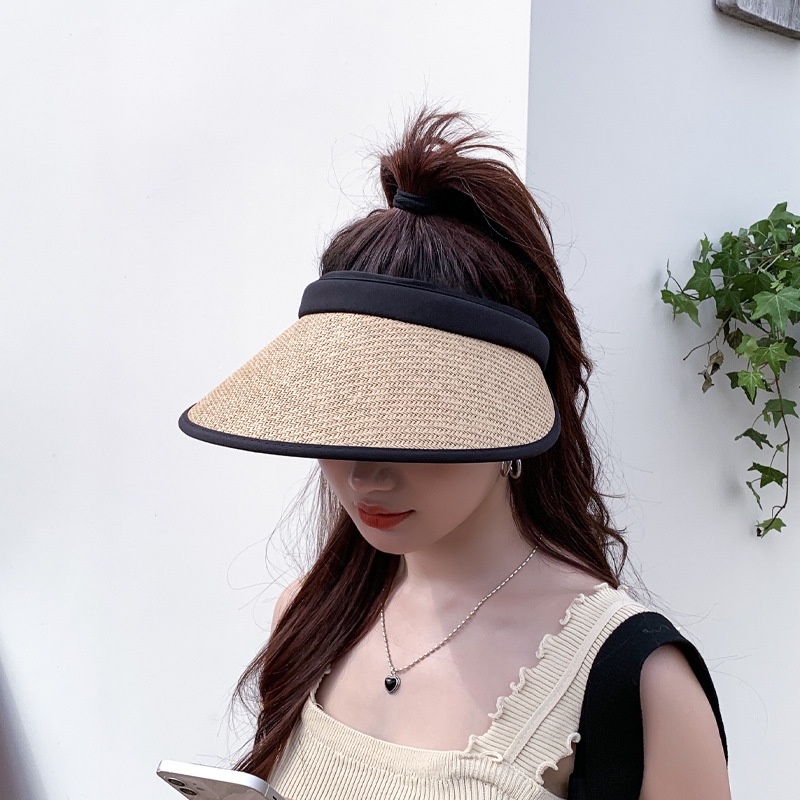 Nón Cói Hở Đầu Chống UV Vành Lớn Phối Viền Nón Cói Đi Biển L2133