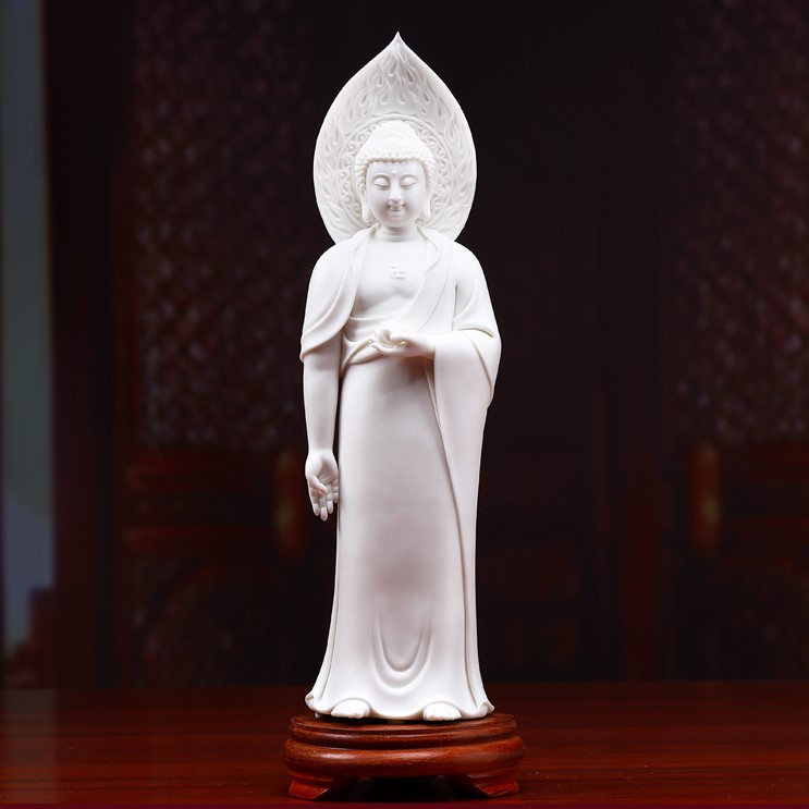 Bộ tượng Phật Tây Phương Tam Thánh bằng sứ tuyết cao cấp màu trắng - Tự Thanh