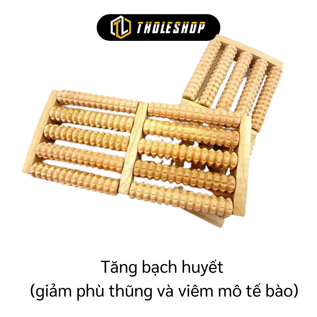 Massage Chân - Dụng Cụ Massage Lăn Chân Bằng Gỗ 5 Hàng - Bàn Lăn Mát Xa 3520