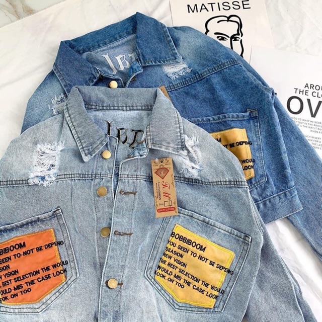 Áo Khoát Nữ Jeans Cao Cấp Nữ Túi Phối Da Thêu Chữ cực Thời Trang Siêu Hot | BigBuy360 - bigbuy360.vn