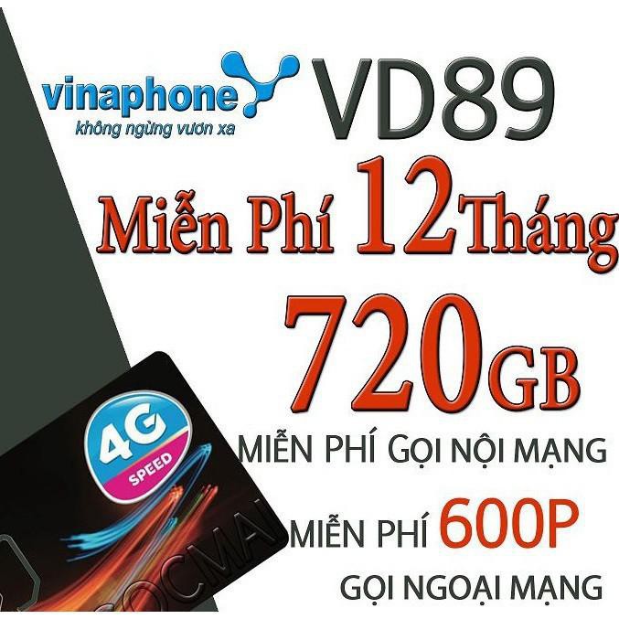 SIM 4G VINA VD89, VD149 TRỌN GÓI 12 THÁNG KHÔNG NẠP TIỀN - 4GB/NGÀY - 120GB/THÁNG DATA TỐC ĐỘ CAO