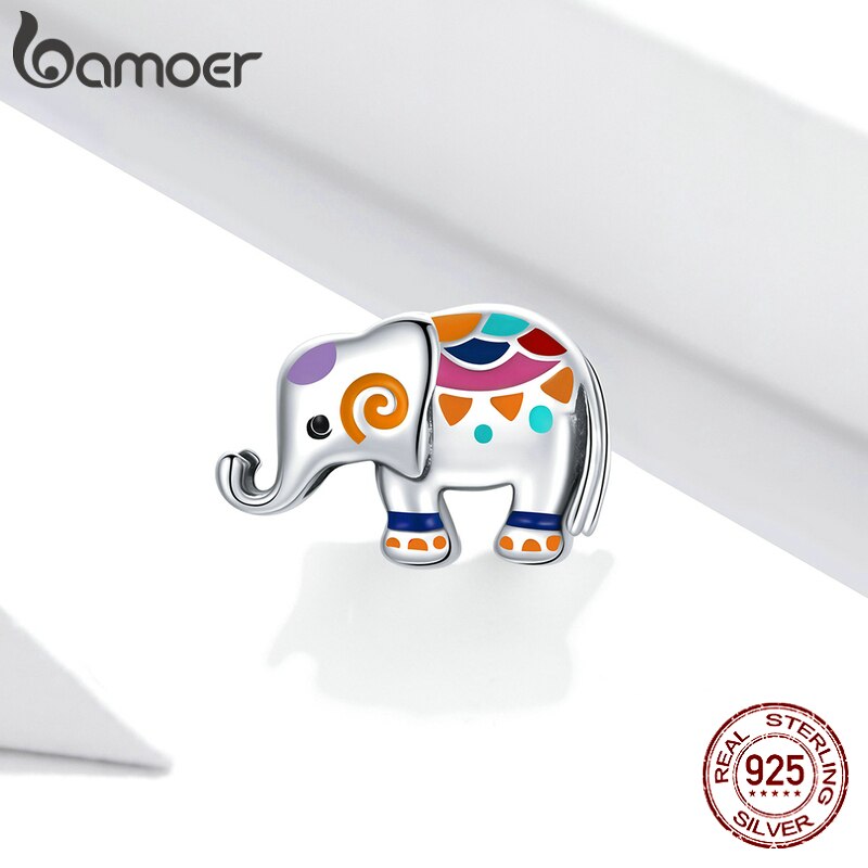 Phụ Kiện Charm Bamoer SCC1790 Bạc 925 Hình Chú Voi Làm Trang Sức Thủ Công