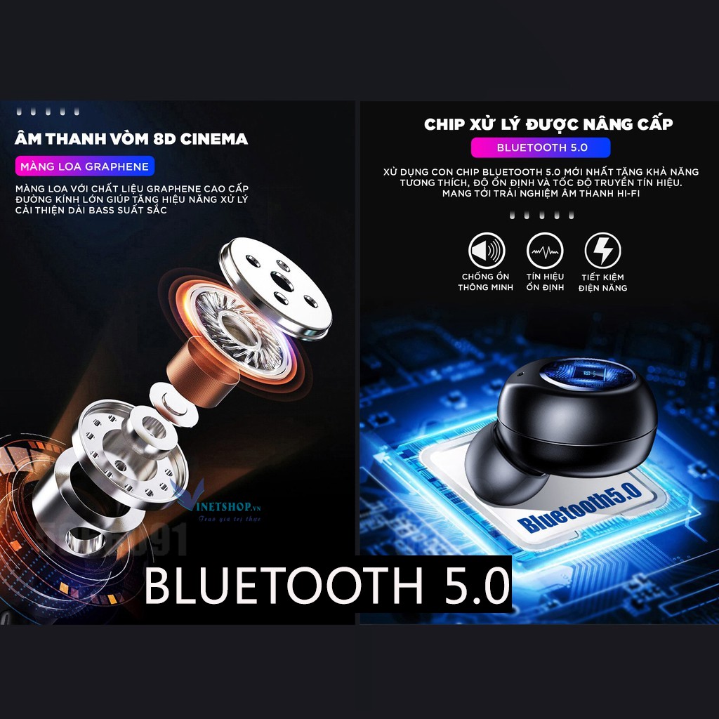 (CAO CẤP) Tai Nghe Bluetooth 5.0 Sound Pro F10, Chống Nước IPX7, Sạc Nhanh, 90h Nghe Nhạc, Tương Thích Cao -dc3860