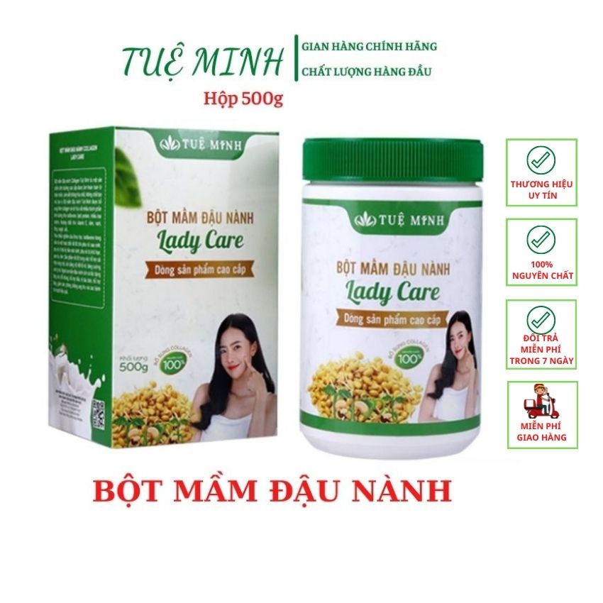 Bột mầm đậu nành nguyên xơ Tuệ Minh, mầm đậu nành tăng vòng 1 hộp 500gram