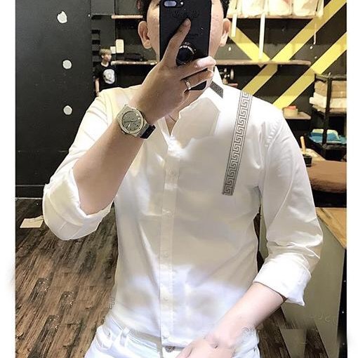 Áo sơ mi nam TRẮNG SỌC DAI HOA VĂN Hàn Quốc dáng ôm vải lụa thái chống nhăn chống xù SIÊU ĐẸP