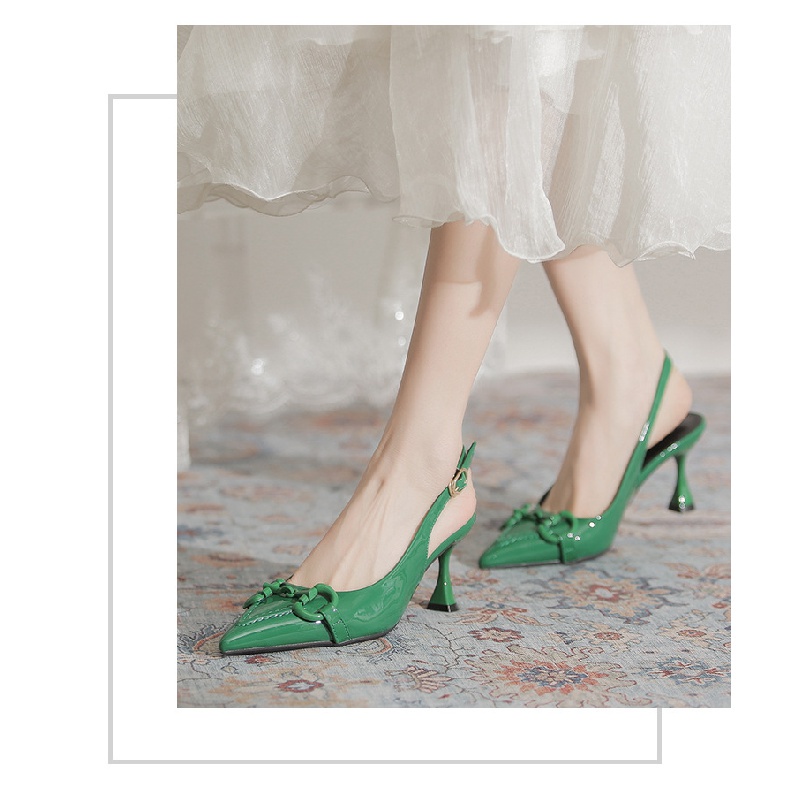 Giày Sandal Cao Gót Mũi Nhọn Cài Khóa Thời Trang Mùa Hè 2022 Cho Nữ