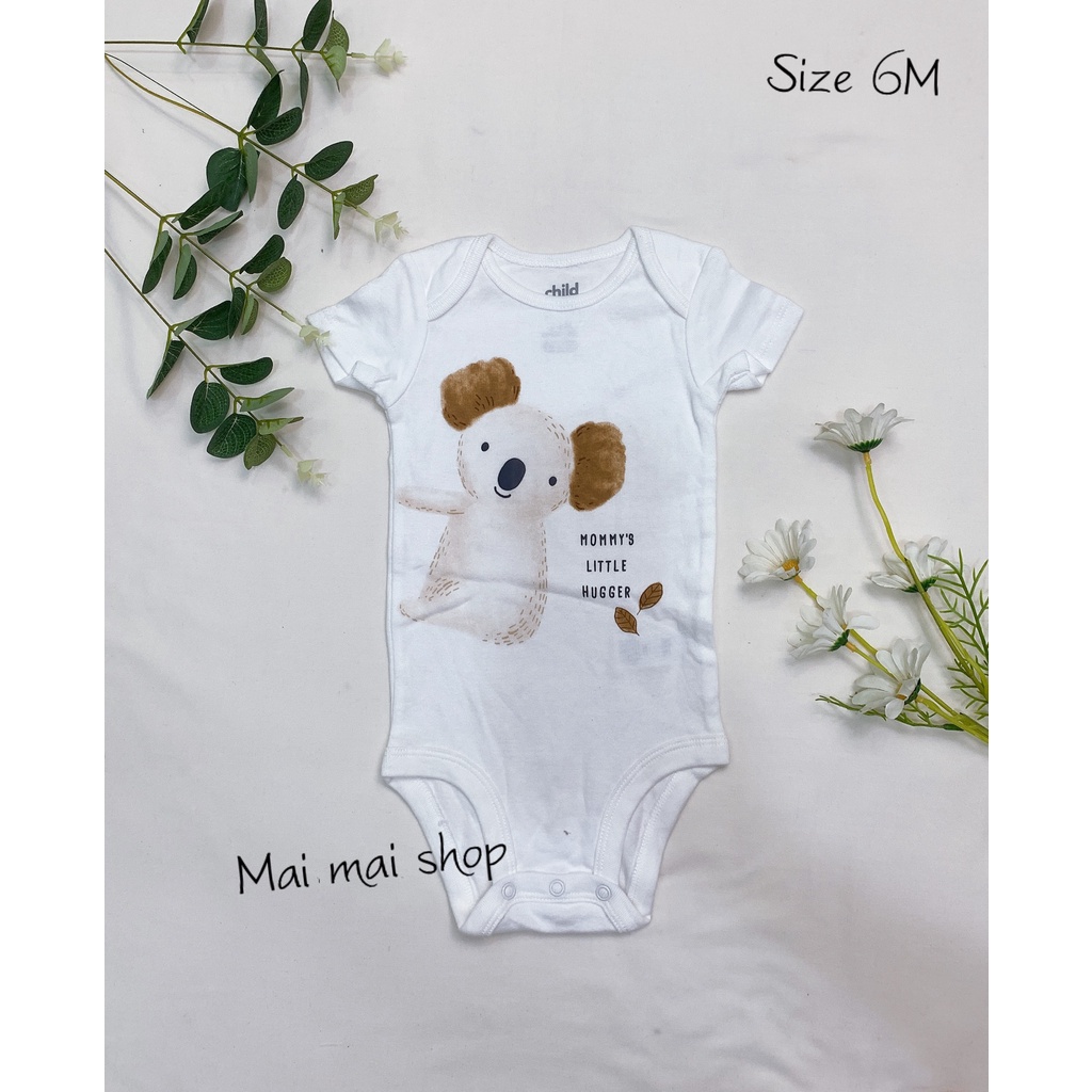 (3-6M Chọn màu- Trai) Body chip TAY NGẮN xuất dư cổ tròn, cổ đáp chéo cho bé trai sz 3-6M- Bộ liền thân cho bé