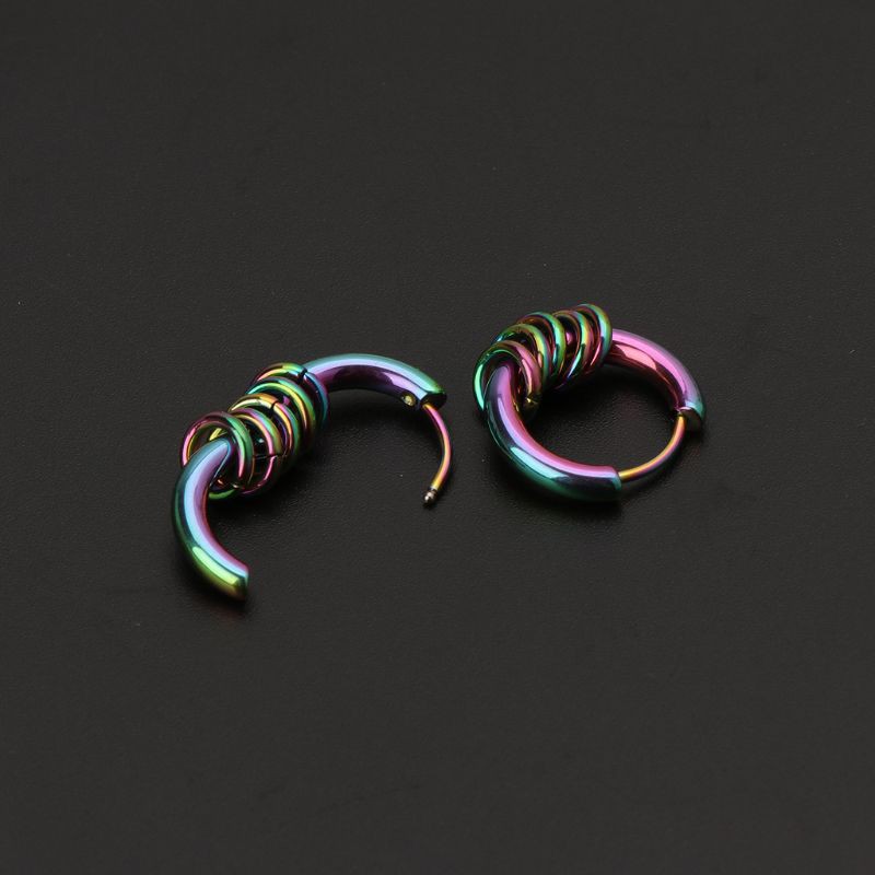 Cặp khuyên tai thép titan tròn phong cách punk cá tính trẻ trung