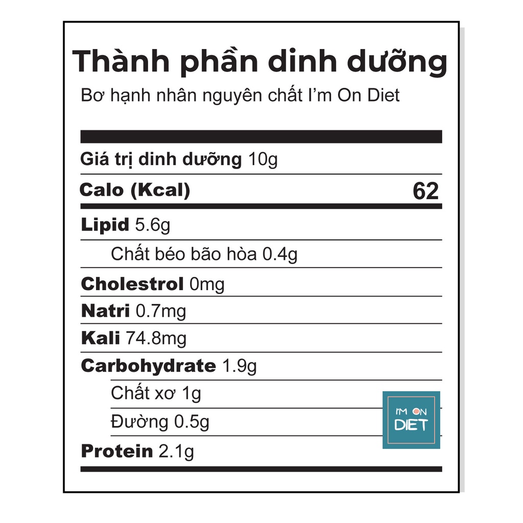 BƠ HẠNH NHÂN KHÔNG ĐƯỜNG NGUYÊN CHẤT [Sánh Mịn] | I'M ON DIET | 120g - 220g - 320g | Ăn Kiêng - Eat clean -  Ăn Chay