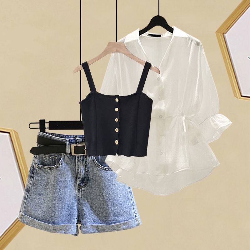 Jiashucheng Áo Sơ Mi Eo Hẹp Phong Cách Mới Dễ Phối Đồ Mùa Hè Cho Nữ