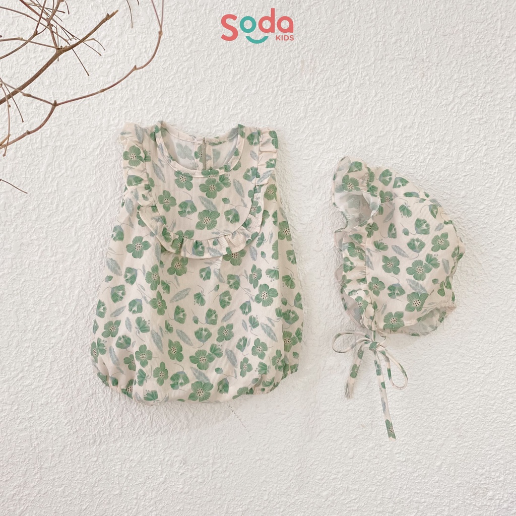Body bé gái tặng kèm mũ babydoll Mia SODA KIDS thiết kế viền bèo hoa nhí tiểu thư
