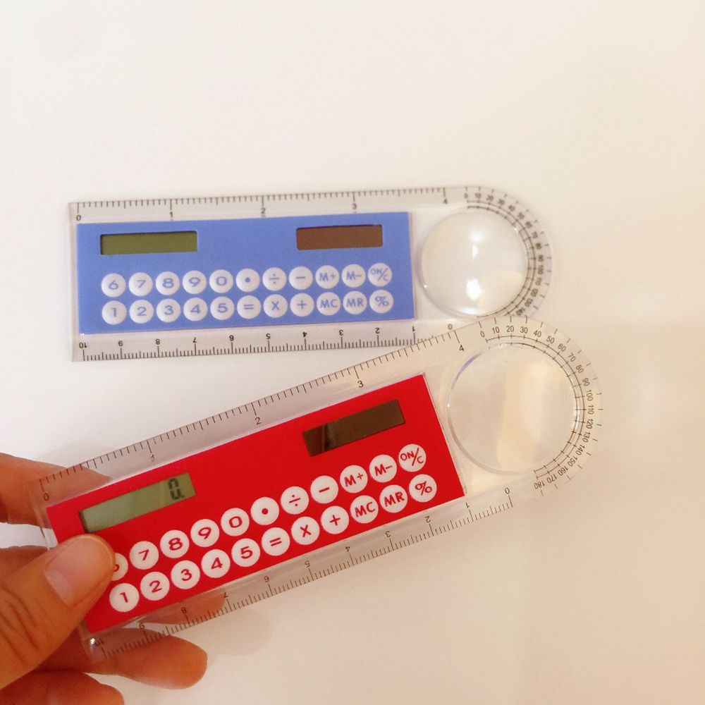 Máy tính bỏ túi hình cây thước trong suốt sử dụng năng lượng mặt trời