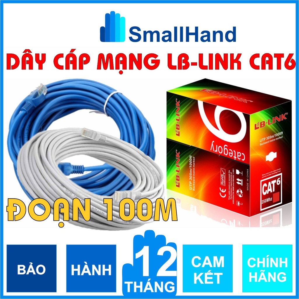 Dây cáp mạng Cat6 – Đoạn dài 100m bấm sẵn 2 đầu – Cắt từ cuộn tiêu chuẩn – Chính hãng LB-LINK