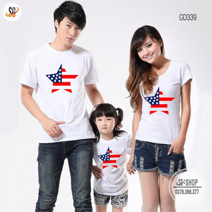Áo thun đồng phục gia đình mẫu Ngôi Sao màu trắng thun cotton mềm mịn GD339T | SGSTORE1