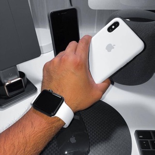 Set White Ốp iPhone và Dây Apple Watch Silicone