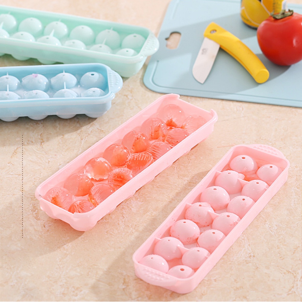 Khay Làm Đá 14 Ngăn Hai Tầng Bằng Nhựa Có Nắp Đậy Tiện Dụng Cho Nhà Bếp