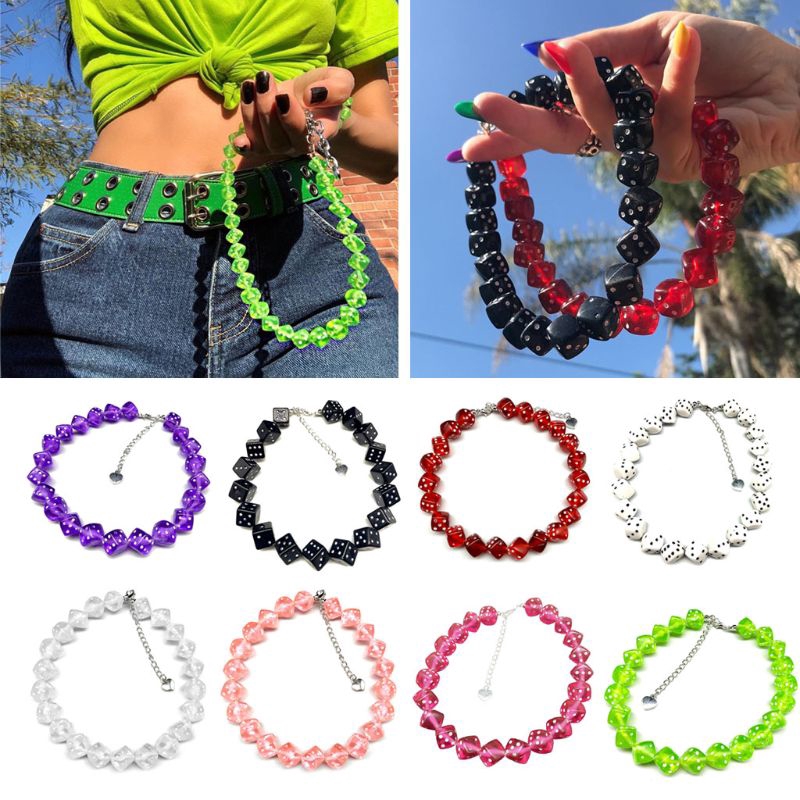 Vòng cổ hạt xúc xắc may mắn vui nhộn nhiều màu sắc cho nữ