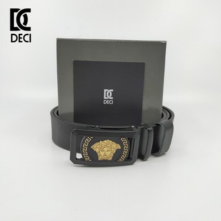 Thắt lưng da bò DECI CC mặt Versace dây màu đen