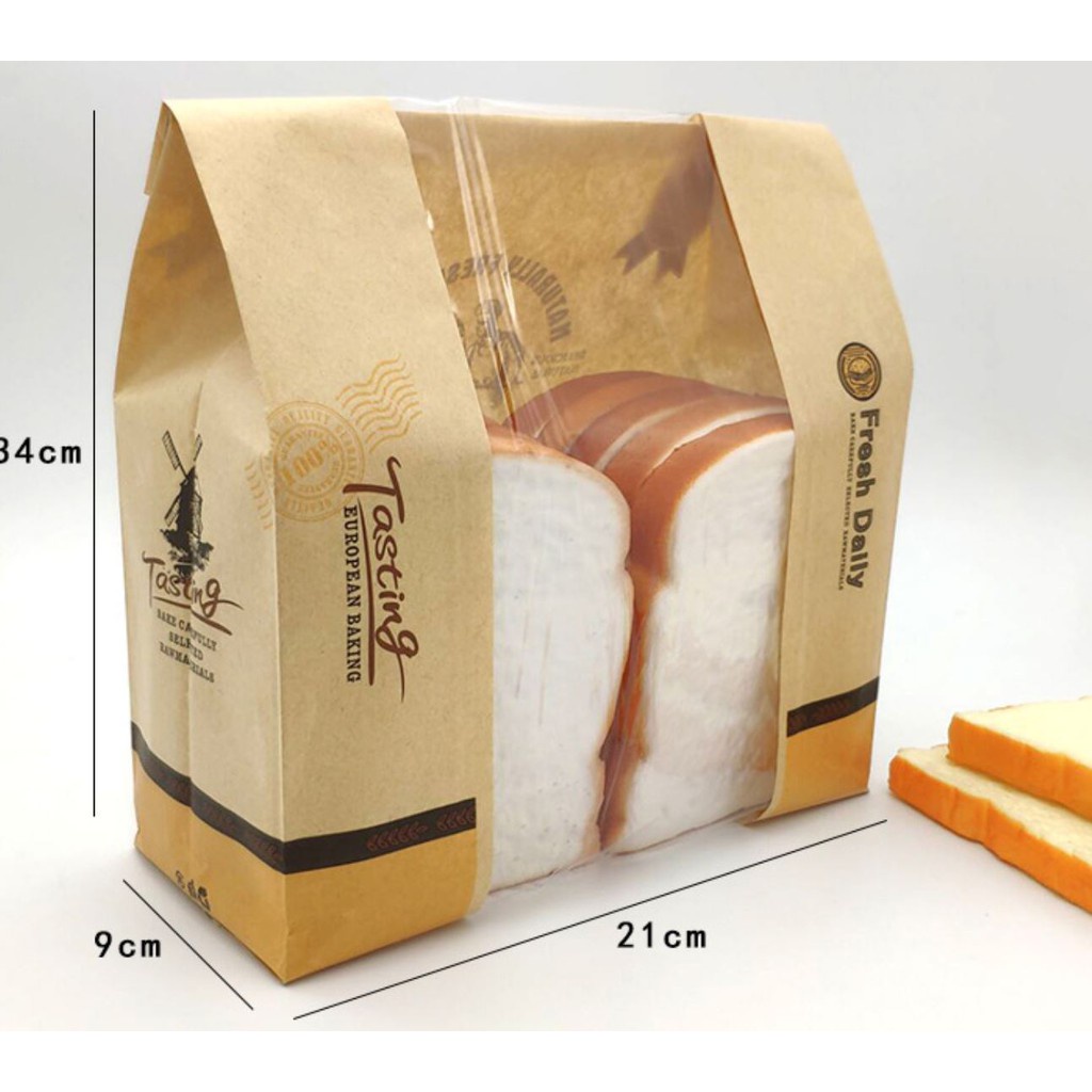 Combo 100 túi đựng bánh mì hoa cúc ngang chữ BREAD kích thước 12x9x30cm
