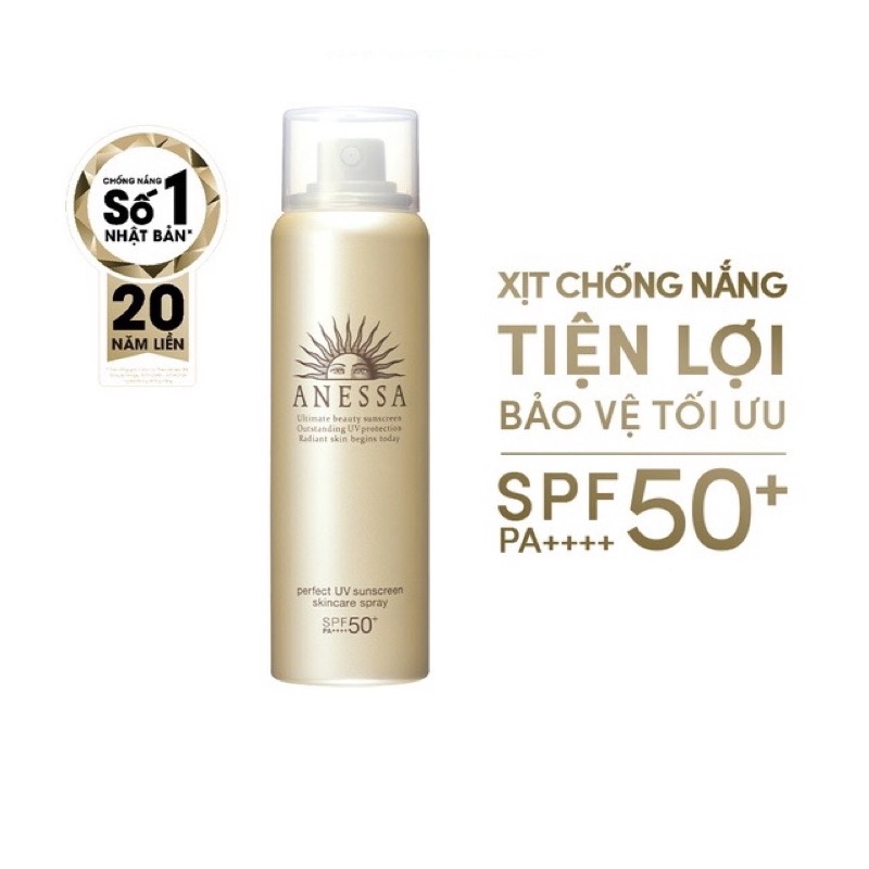 Xịt chống nắng bảo vệ hoàn hảo Anessa Perfect UV Sunscreen Skincare Spray 60g Nhật bản