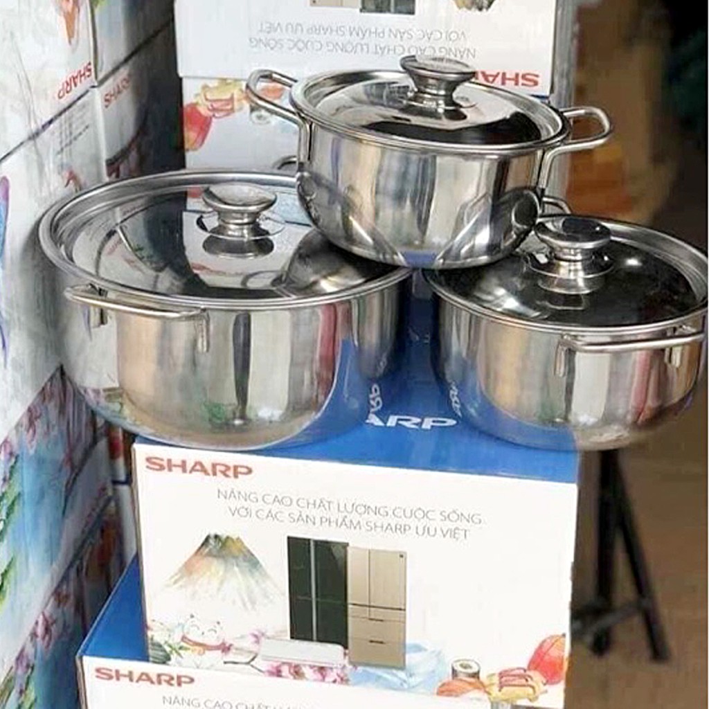 Bộ 3 nồi inox Sharp cao cấp