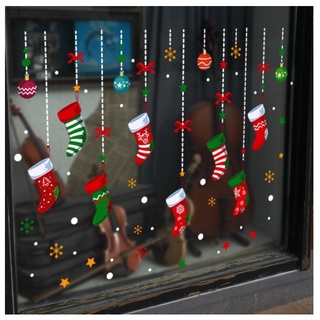 Decal trang trí Noel - Rèm tất đỏ