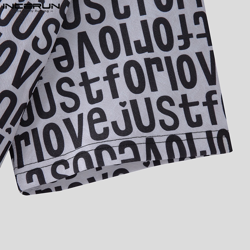 Á́o thun INCERUN tay ngắn cổ tròn in chữ thời trang cho nam