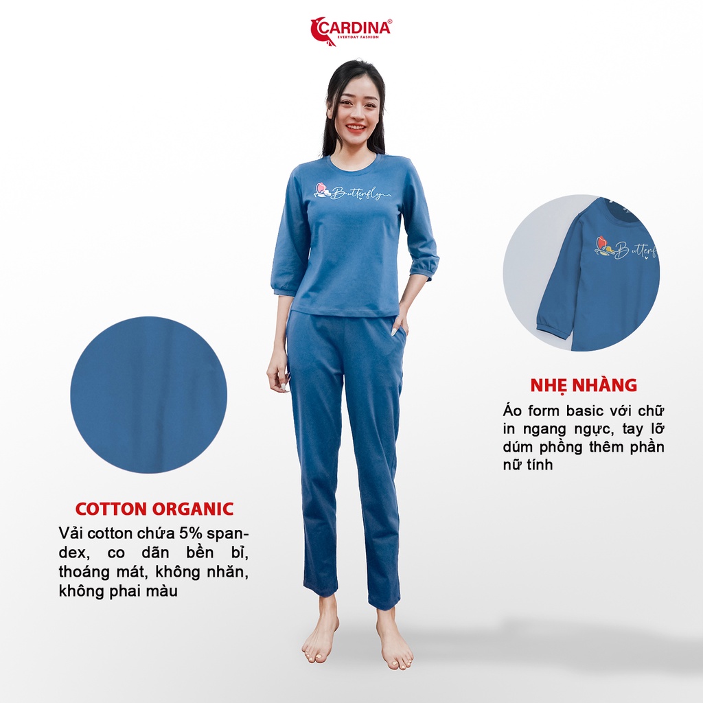 Bộ Thu Đông Nữ 𝐂𝐀𝐑𝐃𝐈𝐍𝐀 Chất Cotton Dáng Thể Thao Cao Cấp In Chữ Trẻ Trung Năng Động 2BT06