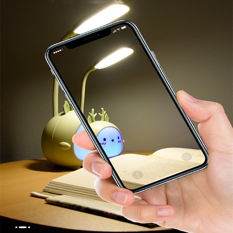Đèn LED Đọc Sách Để Bàn Dạng Gập Hình Hươu Hoạt Hình Sáng Tạo Dễ Thương Có Cổng Sạc USB