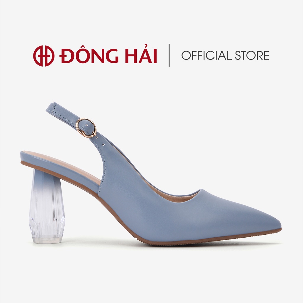 Giày cao gót nữ Đông Hải thiết kế Slingback mũi nhọn sành điệu đính gót kim cương cao 7cm - G81I8